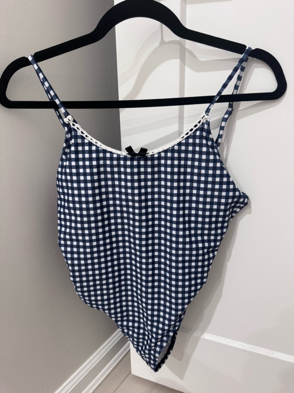Gingham Navy and White Spaghetti Strap Top
